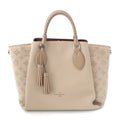 Louis Vuitton Mahina Omea Leather Shoulder Handbag Beige