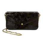 Louis Vuitton Wallet Monogram Vernis Pochette Felicie Amarante Leather
