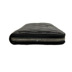 Chanel Wallet Quilted Black Silver Zip Around Lambskin — view 8