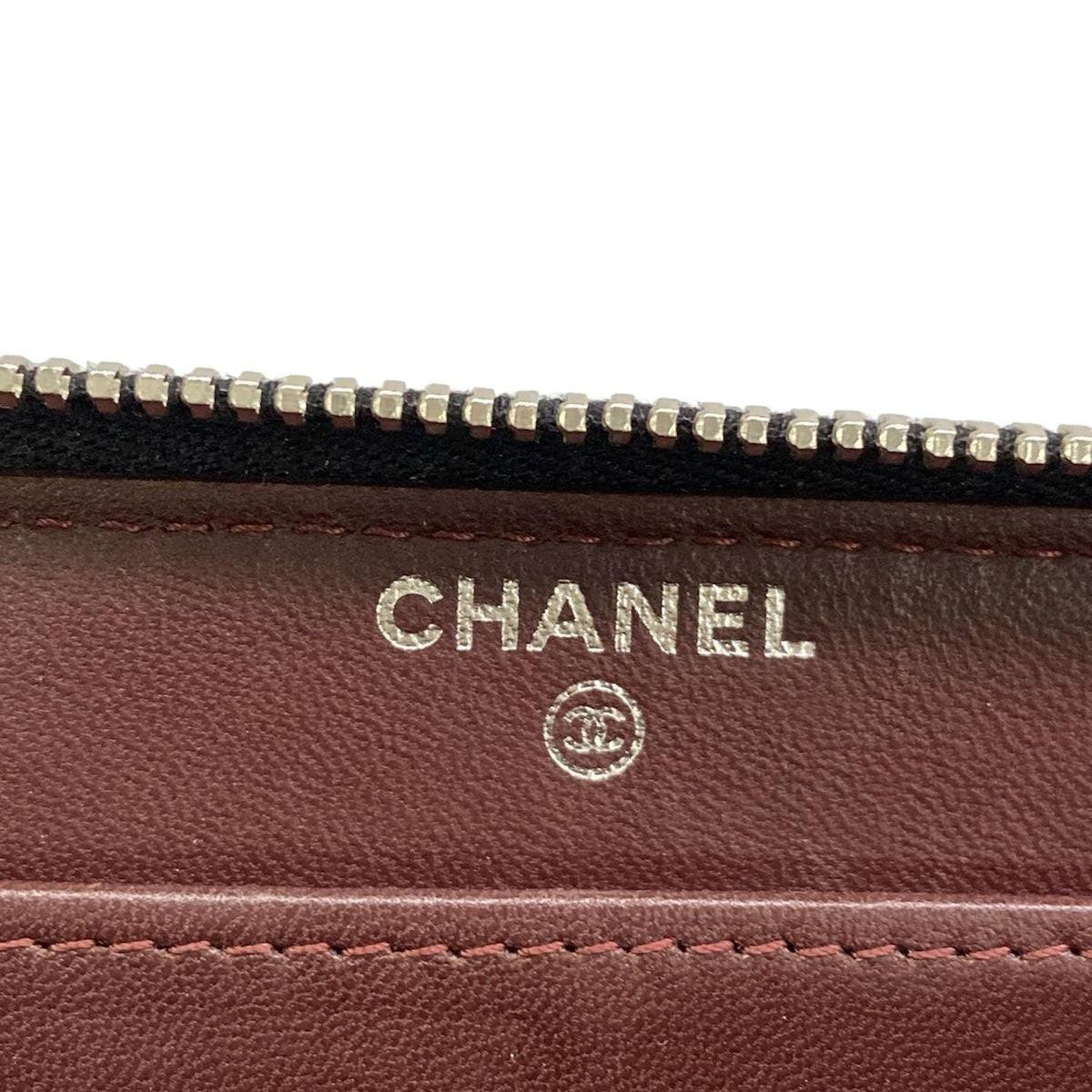 Chanel Wallet Quilted Black Silver Zip Around Lambskin — view 5