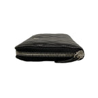 Chanel Wallet Quilted Black Silver Zip Around Lambskin — view 9
