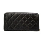 Chanel Wallet Quilted Black Silver Zip Around Lambskin — view 2