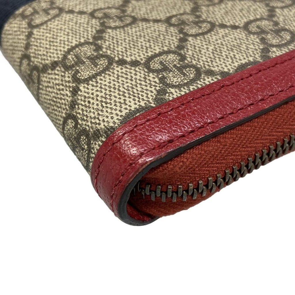 Gucci Wallet Queen Margaret Dark Brown Red Multi Zip Around Bee Leather — view 6