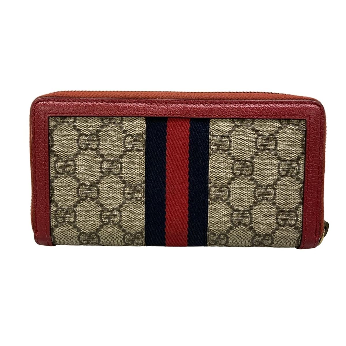 Gucci Wallet Queen Margaret Dark Brown Red Multi Zip Around Bee Leather — view 2