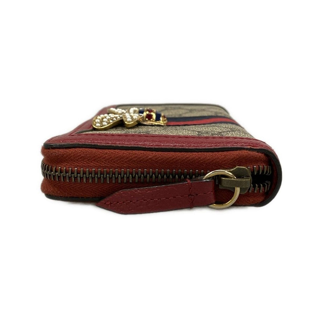 Gucci Wallet Queen Margaret Dark Brown Red Multi Zip Around Bee Leather — view 9