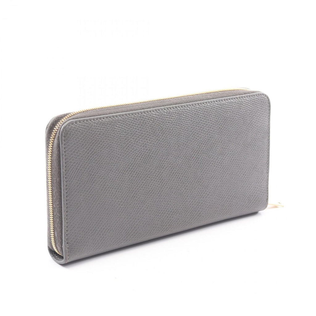 Celine Round Wallet Large Zipped Gray Leather Large — view 2