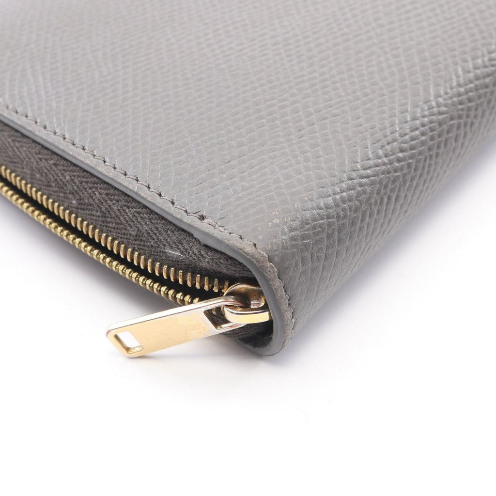 Celine Round Wallet Large Zipped Gray Leather Large — view 8