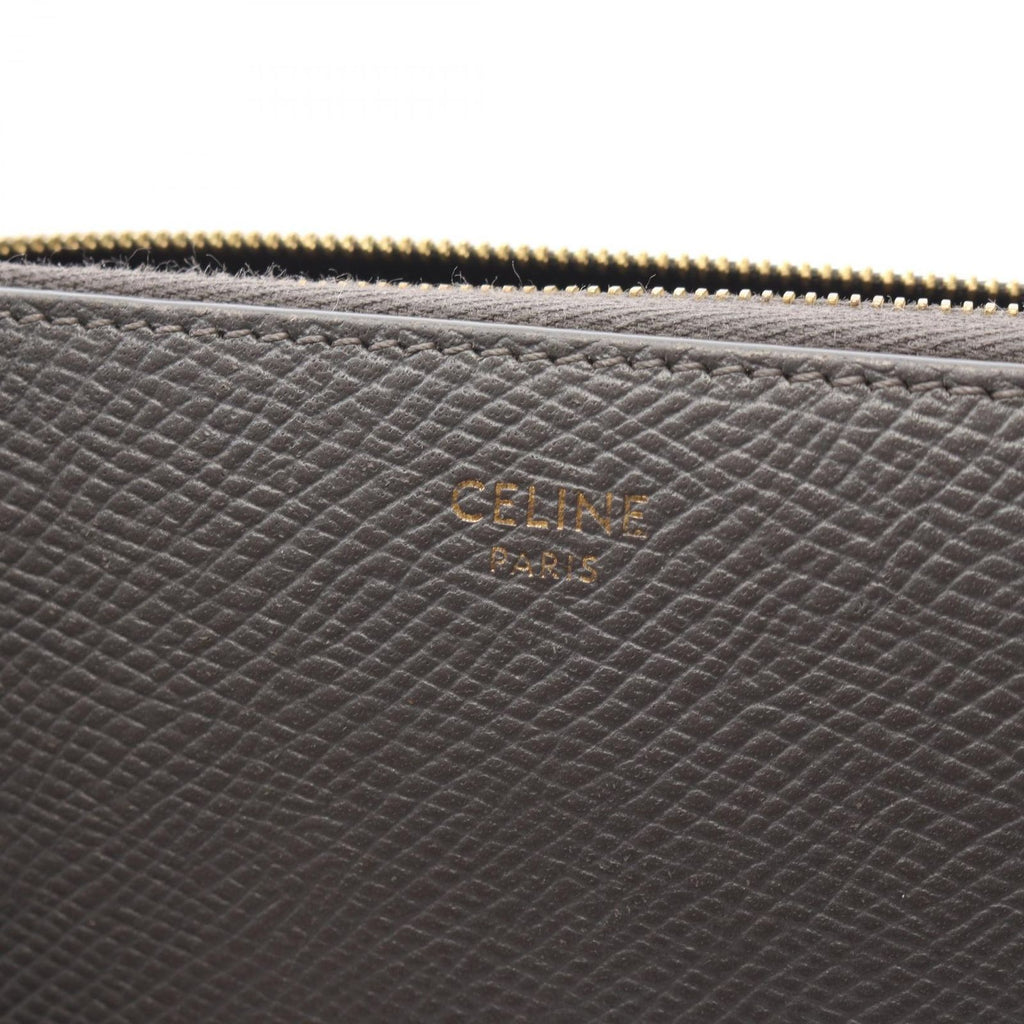 Celine Round Wallet Large Zipped Gray Leather Large — view 4