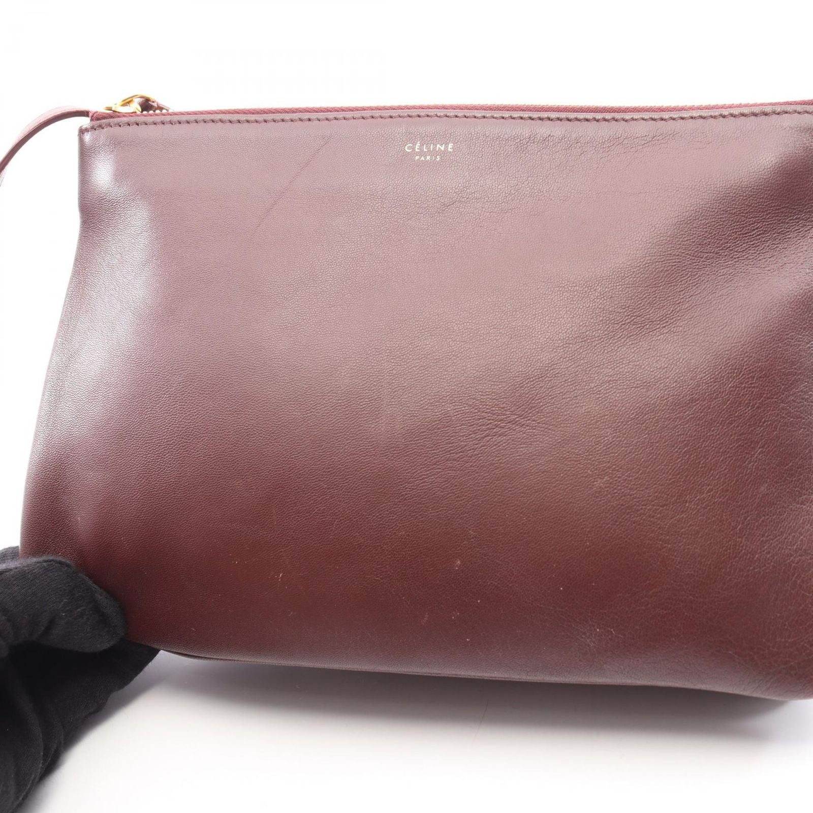 Celine Shoulder Bag Trio Large Bordeaux Leather — view 8