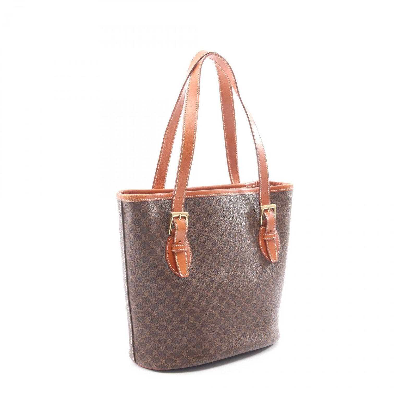 Celine Tote Macadam 2 Brown Dark Canvas Leather — view 2