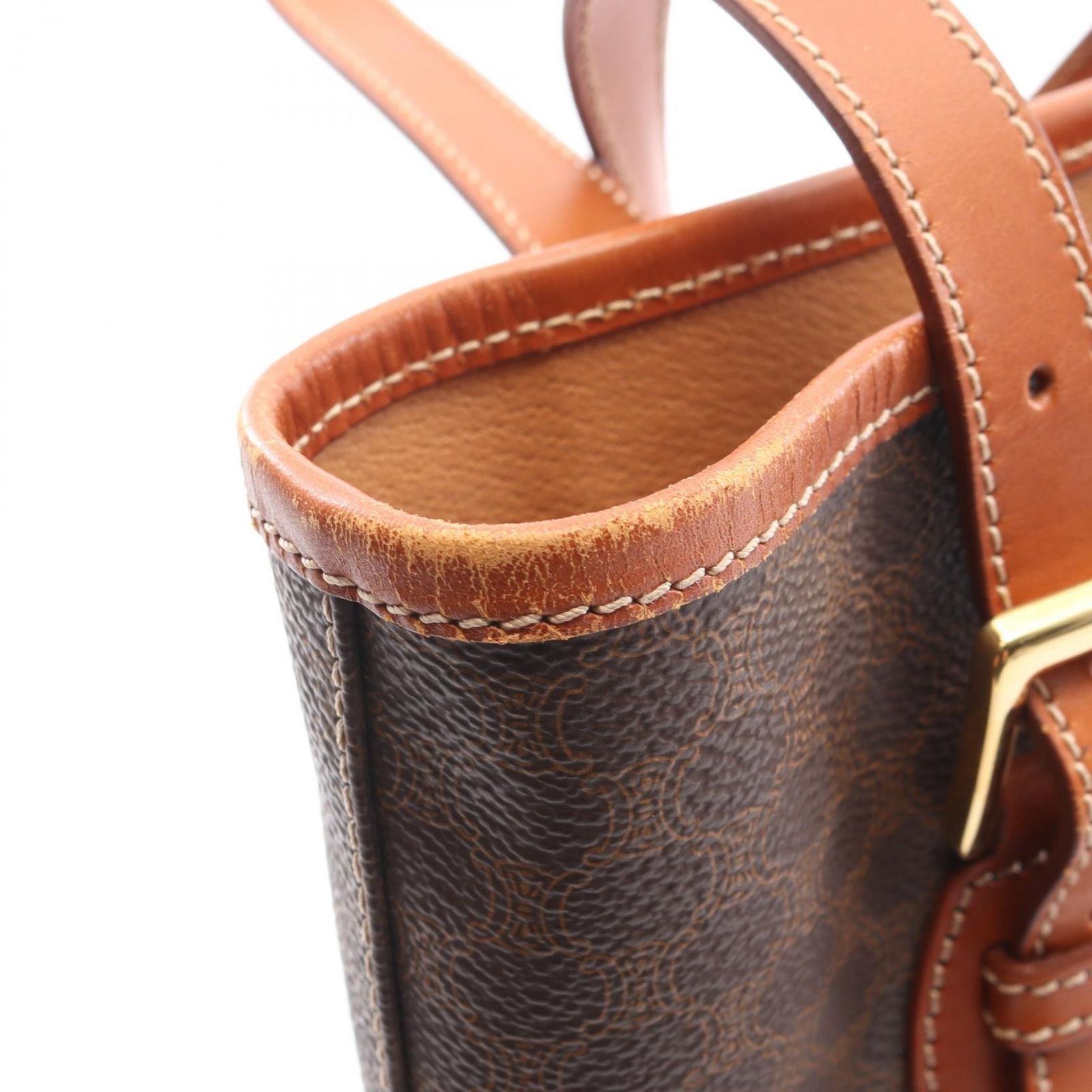 Celine Tote Macadam 2 Brown Dark Canvas Leather — view 7