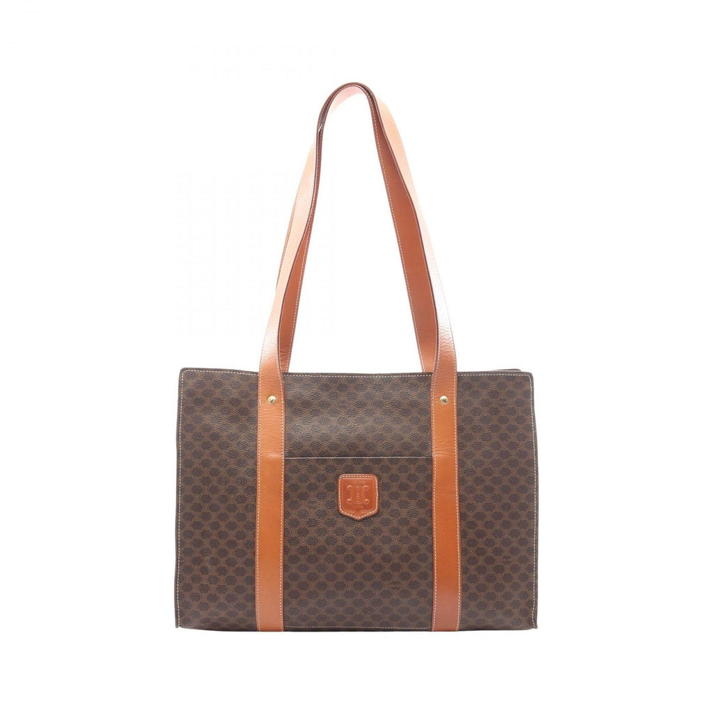 Celine Tote Macadam Dark Brown Canvas Leather