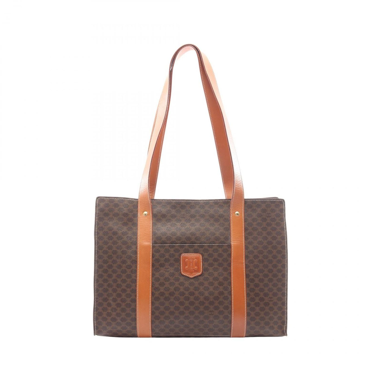 Celine Tote Macadam Dark Brown Canvas Leather