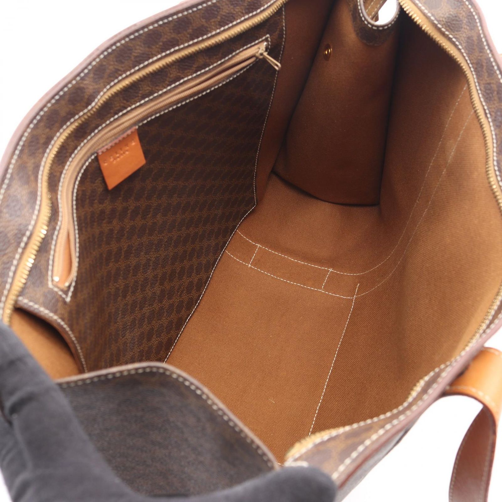 Celine Tote Macadam Dark Brown Canvas Leather — view 3