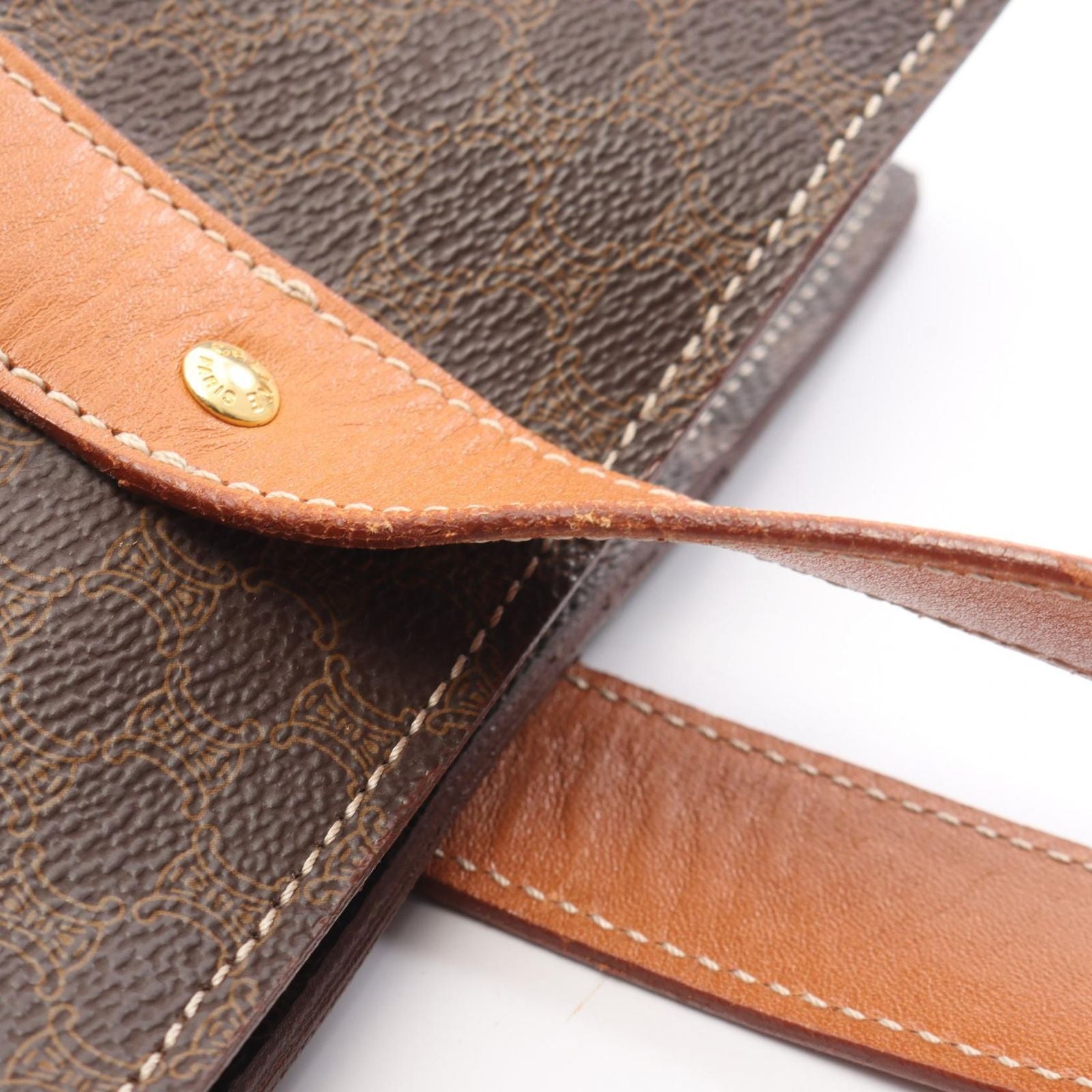 Celine Tote Macadam Dark Brown Canvas Leather — view 6