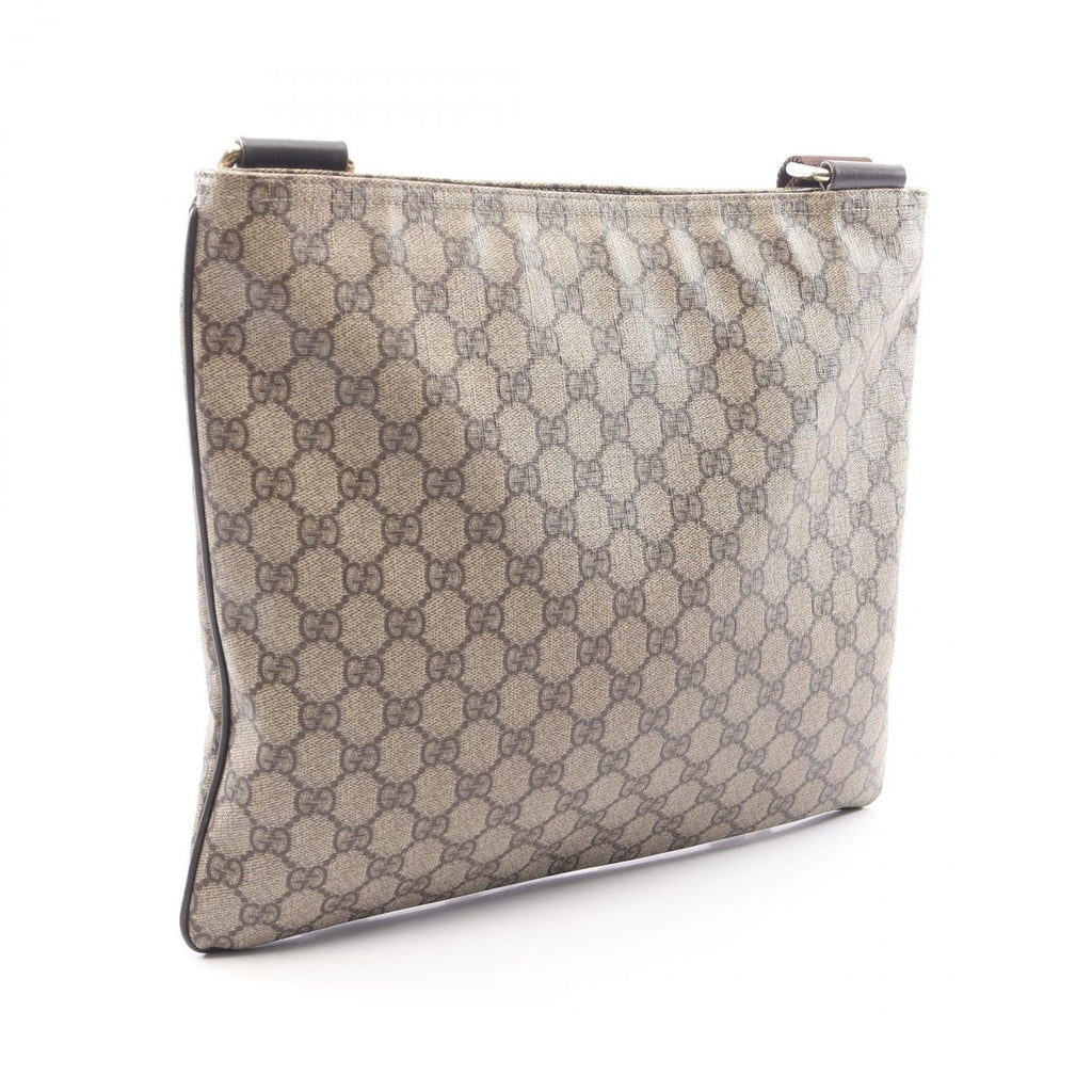 Gucci Shoulder Bag GG Supreme Beige Dark Brown Canvas Leather — view 2