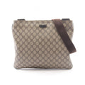 Gucci Shoulder Bag GG Supreme Beige Dark Brown Canvas Leather