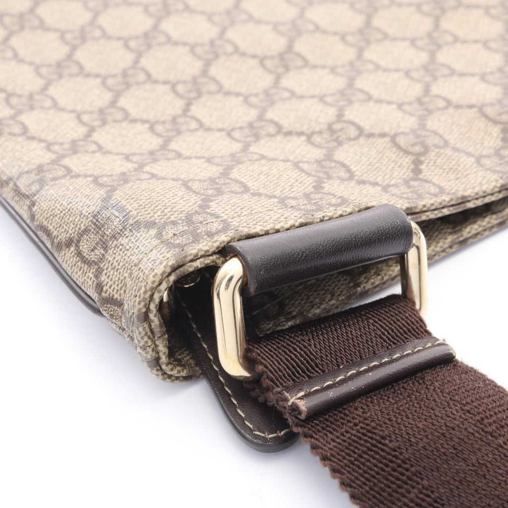 Gucci Shoulder Bag GG Supreme Beige Dark Brown Canvas Leather — view 8
