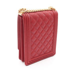Chanel Shoulder Bag Boy Quilted Red Calf Boy Chain — view 2