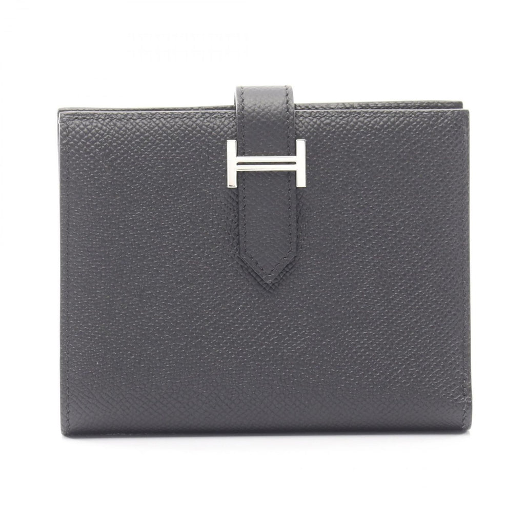 Hermes Bifold Wallet Bearn Compact Black Leather