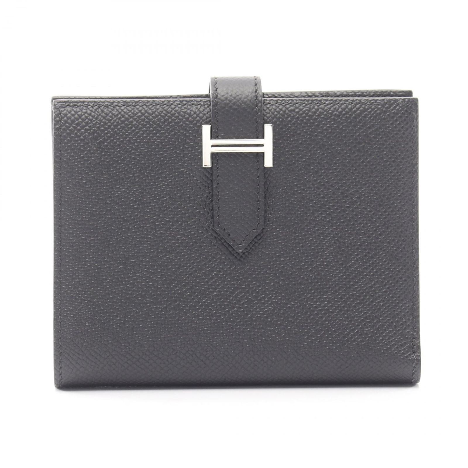 Hermes Bifold Wallet Bearn Compact Black Leather