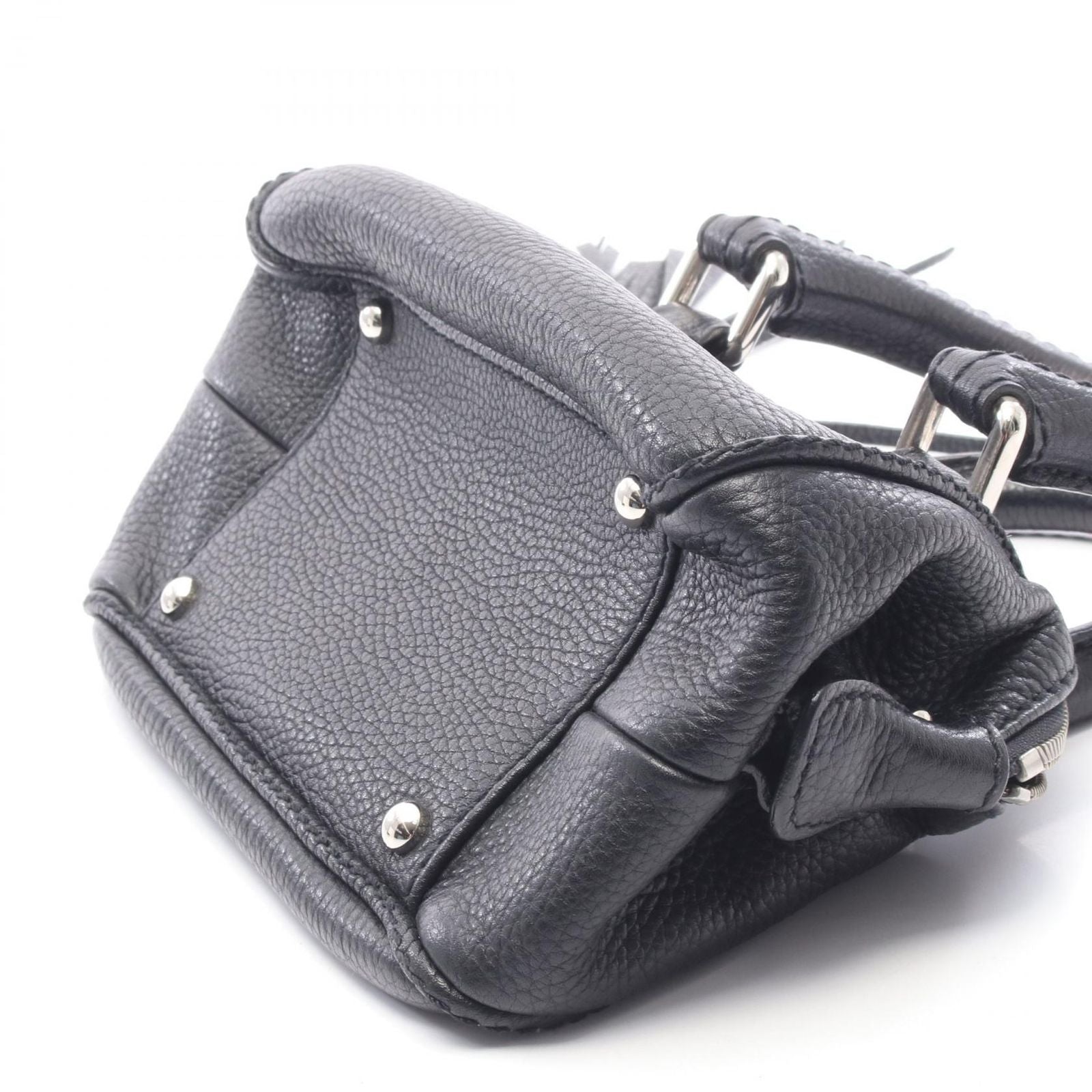 Chanel Handbag Logo Black Leather Fringe Mini — view 6