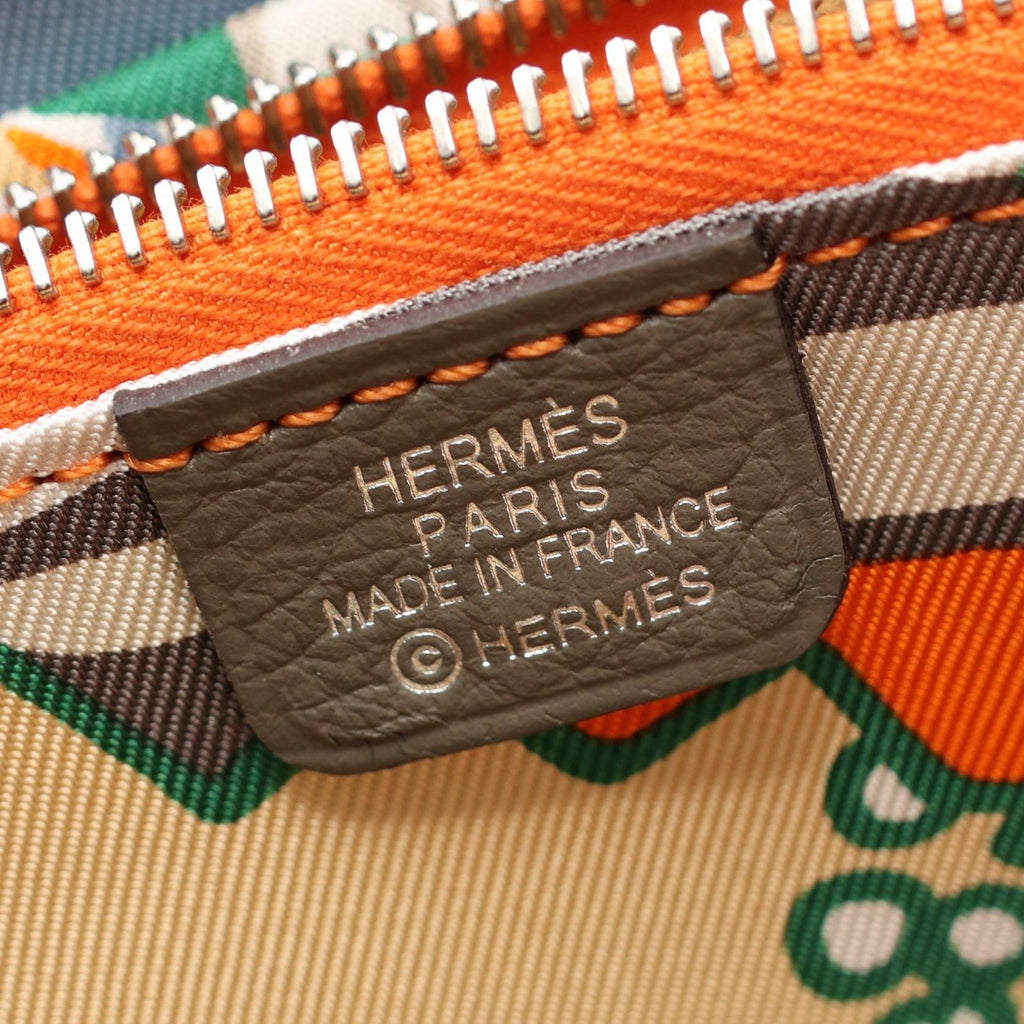 Hermes Round Wallet Azap Compact Silk in Grimeia Leather in Gris Meyer — view 4