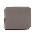 Hermes Round Wallet Azap Compact Silk in Grimeia Leather in Gris Meyer