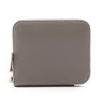 Hermes Round Wallet Azap Compact Silk in Grimeia Leather in Gris Meyer