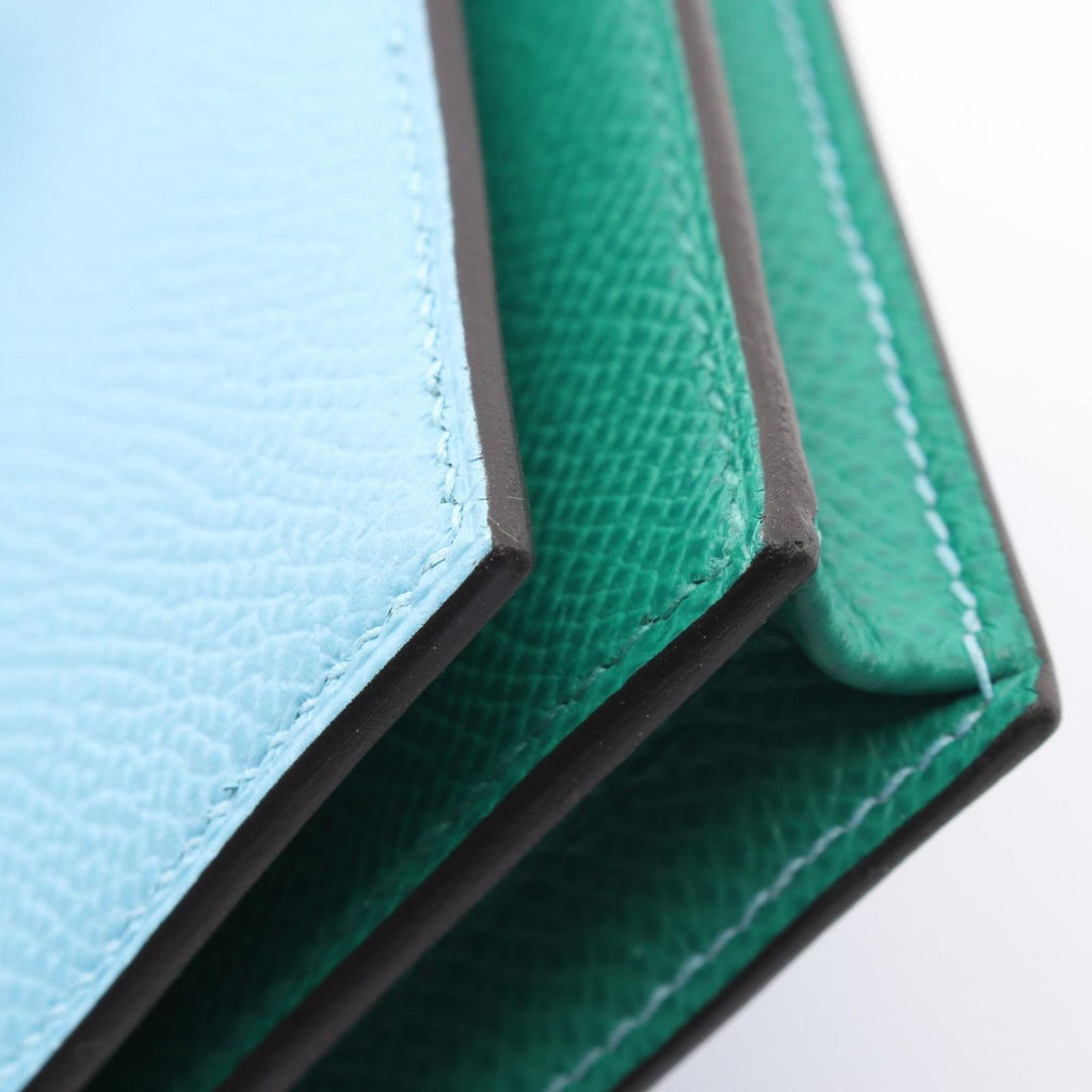 Hermes Bifold Wallet Bearn Souffle Verso Celeste Vert Jade Leather — view 8