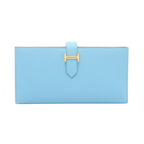Hermes Bifold Wallet Bearn Souffle Verso Celeste Vert Jade Leather