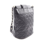 Chanel Shoulder Bag Quilted Bucket Black Leather Chain — view 2