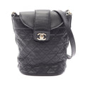 Chanel Shoulder Bag Quilted Bucket Black Leather Chain