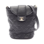 Chanel Shoulder Bag Quilted Bucket Black Leather Chain