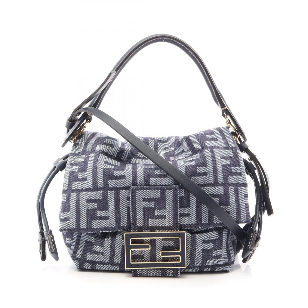 Fendi Handbag Mamma Baguette Small 2-Way Denim Leather