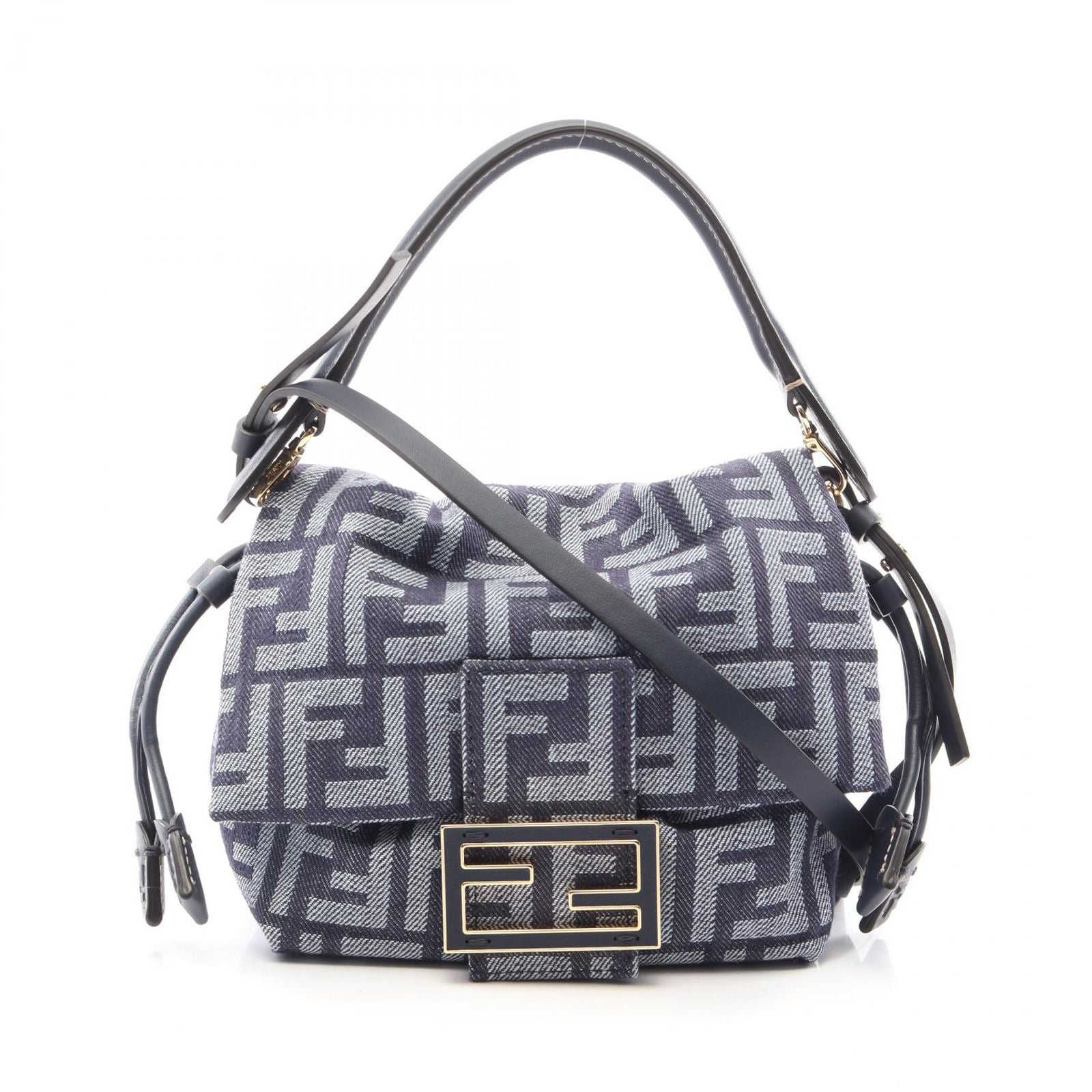 Fendi Handbag Mamma Baguette Small 2-Way Denim Leather
