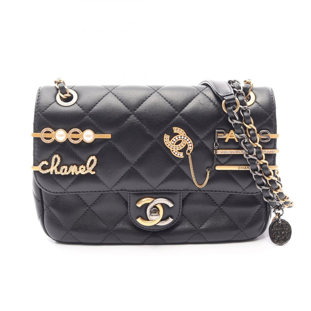 Chanel Shoulder Bag Quilted Black Lambskin Clip Coco Chain