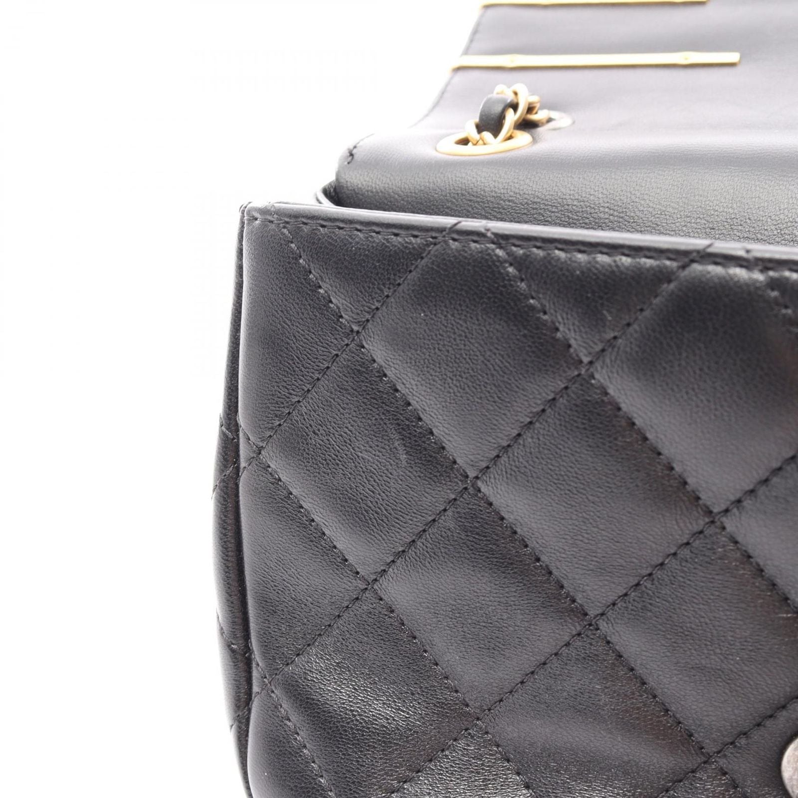 Chanel Shoulder Bag Quilted Black Lambskin Clip Coco Chain — view 8