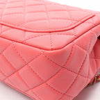 Chanel Shoulder Bag Quilted Coral Pink Lambskin Mini Chain — view 6