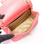 Chanel Shoulder Bag Quilted Coral Pink Lambskin Mini Chain — view 3