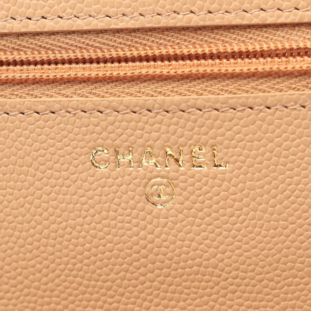 Chanel Shoulder Bag Quilted Beige Calf Chain Wallet — view 5