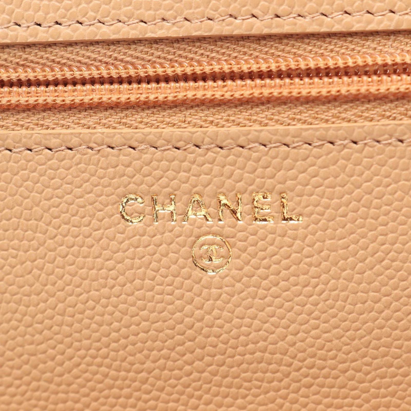 Chanel Shoulder Bag Quilted Beige Calf Chain Wallet — view 5
