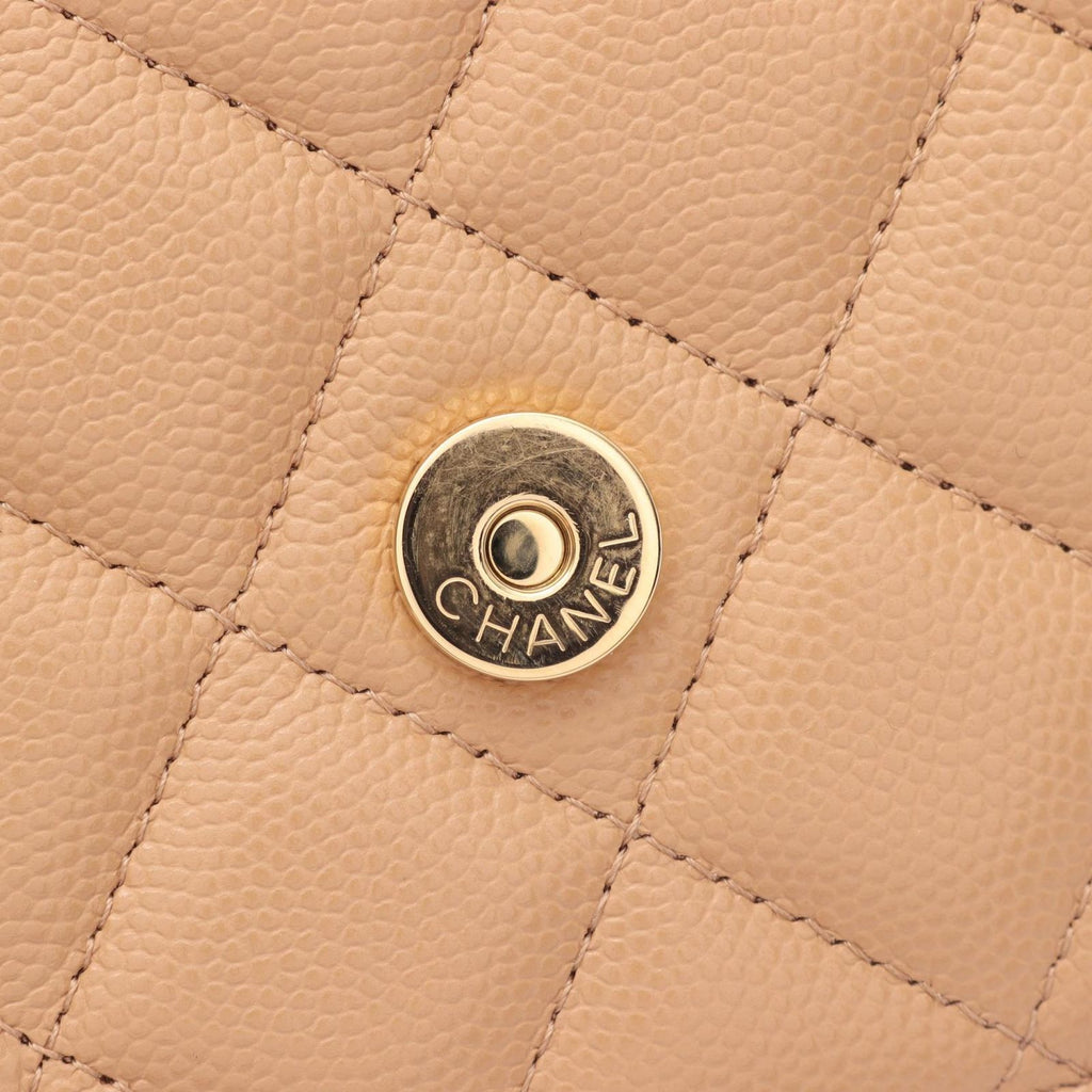 Chanel Shoulder Bag Quilted Beige Calf Chain Wallet — view 9
