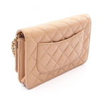 Chanel Shoulder Bag Quilted Beige Calf Chain Wallet — view 2