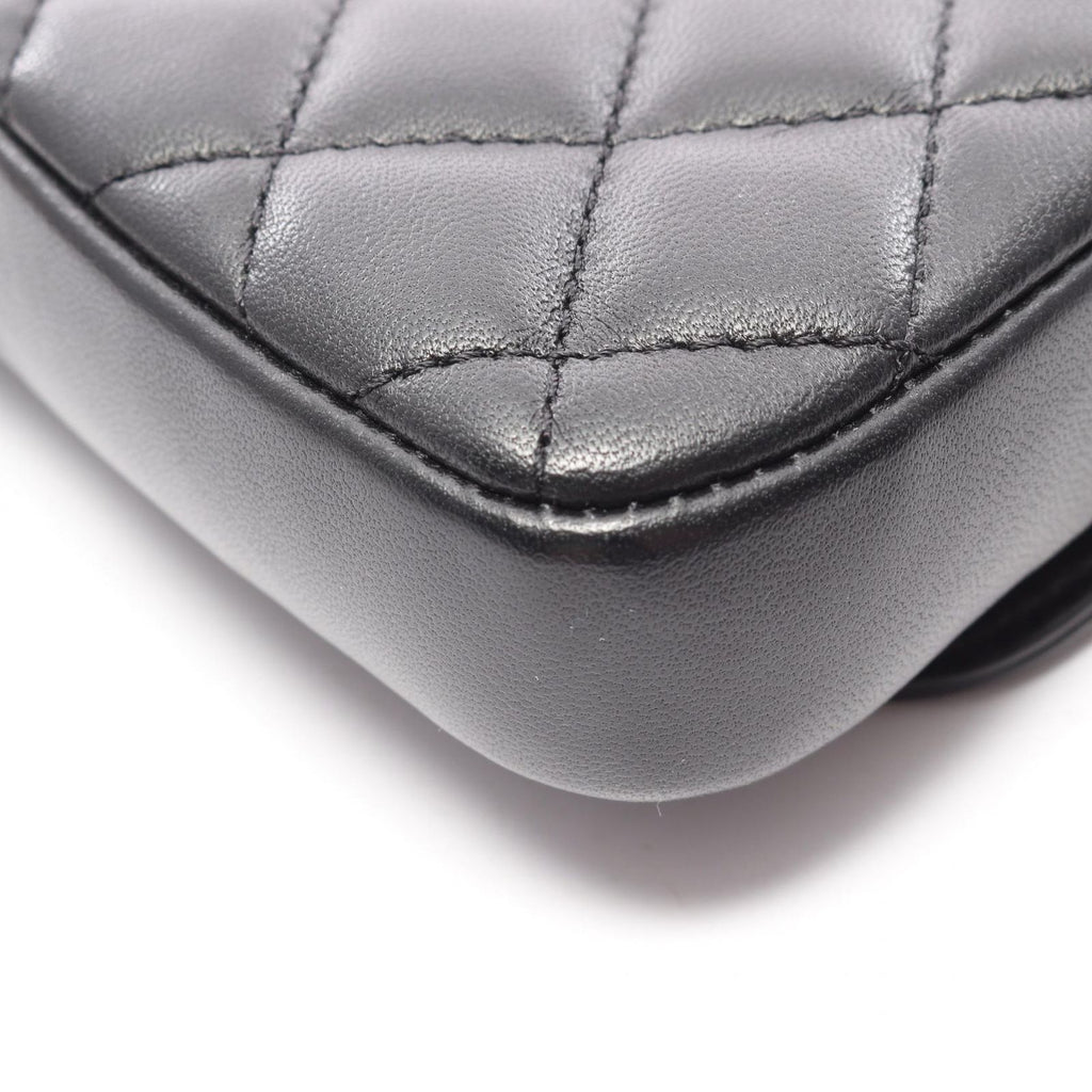 Chanel Shoulder Bag Quilted Black Lambskin Chain — view 8