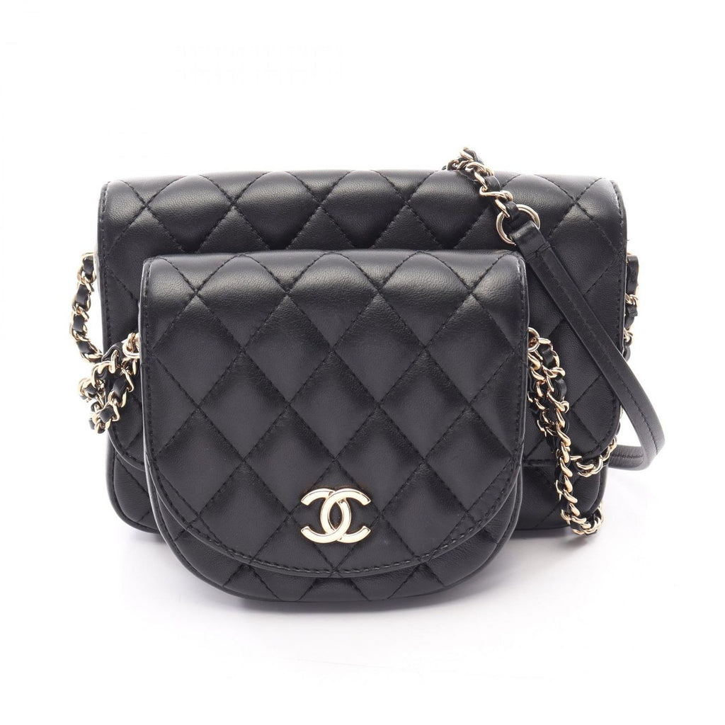 Chanel Shoulder Bag Quilted Black Lambskin Chain