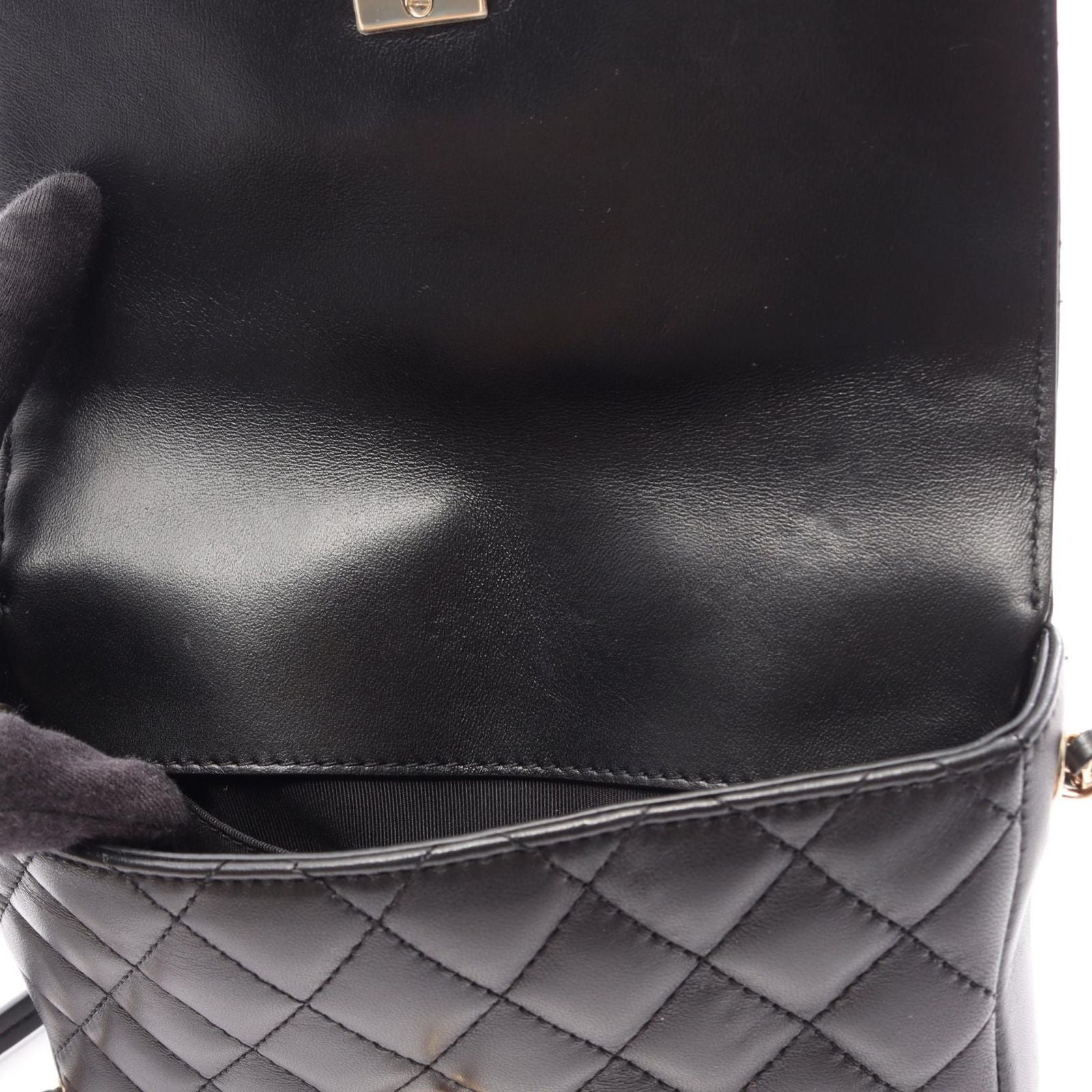 Chanel Shoulder Bag Quilted Black Lambskin Chain — view 7