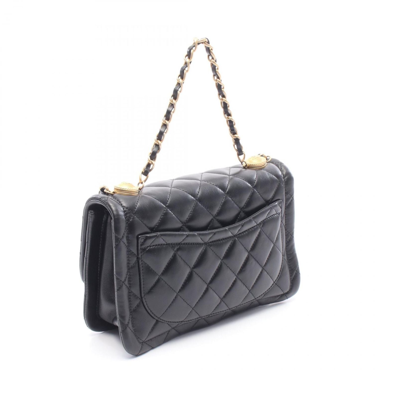 Chanel Shoulder Bag Quilted Black Lambskin 2-Way Chain — view 2
