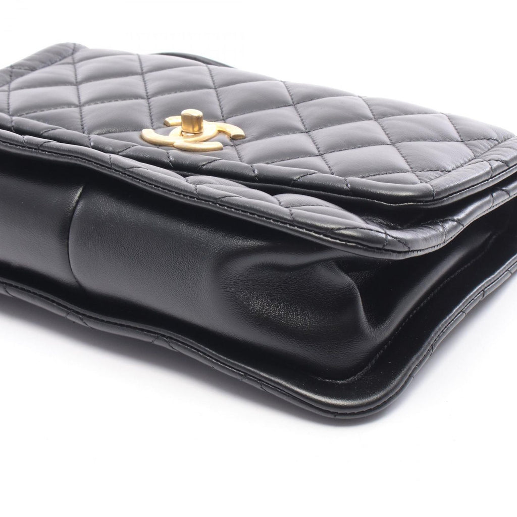Chanel Shoulder Bag Quilted Black Lambskin 2-Way Chain — view 8