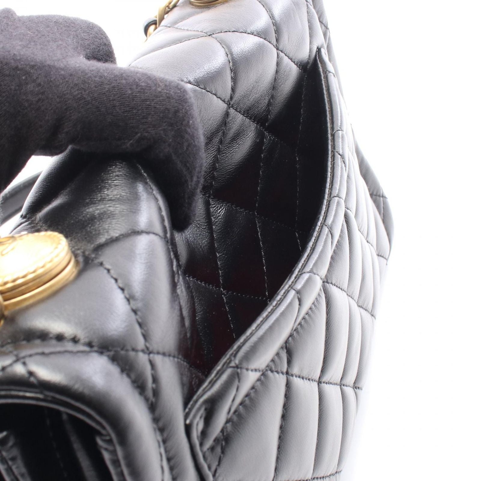 Chanel Shoulder Bag Quilted Black Lambskin 2-Way Chain — view 6
